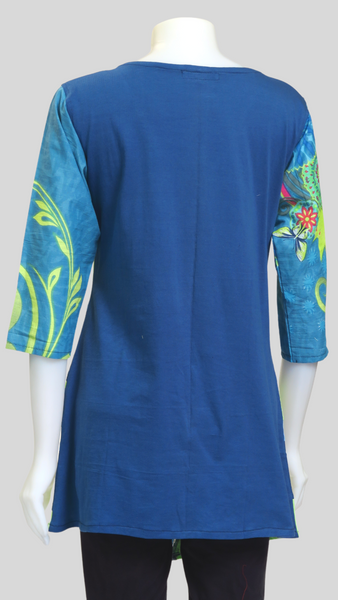 HI-T23015-PE Sinker Patch+ Flower Print Top