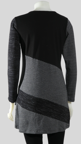 TT-T21361-BK - Jacquard Patch Org. Cotton Tunic