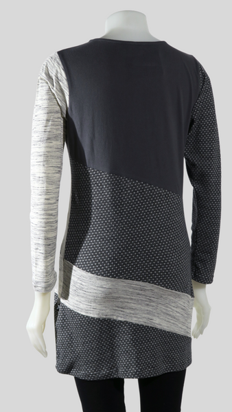 TT-T21361-DGR - Jacquard Patch Org. Cotton Tunic