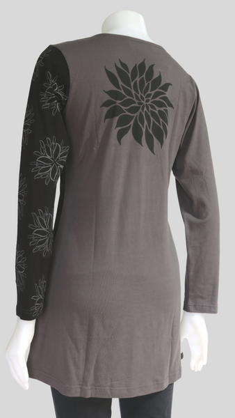 TT-T22371-BK Emb. Flower Organic Cotton Tunic