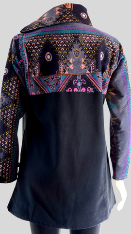 HI-J23054-GR Canvas Short Cholo Collar Fleece Lined Jacket