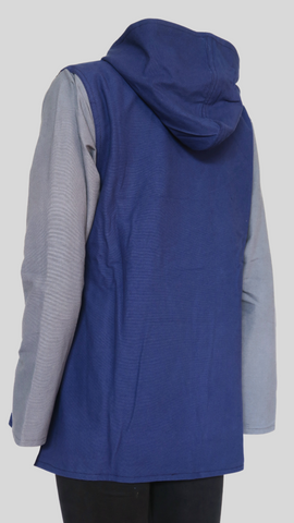 HI-J22274-BL Emb. Angled Canvas Fleece Lined  Hoody Jacket