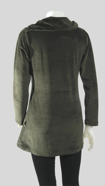 TT-T21920-OL - Floral Jacquard Velvet Emb. Tunic