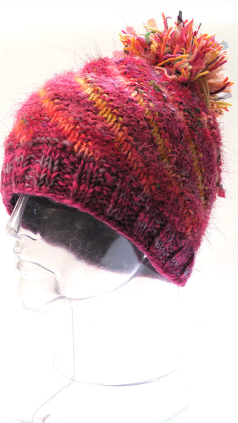 Cable Coiled Pompom  Hat