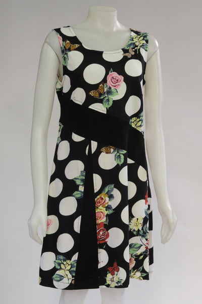 Polka Dot Panel S/L Dress