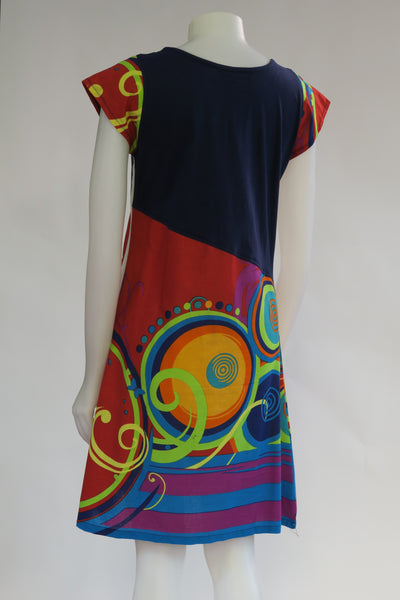 HI-D20231-NV Circle Stripe C/S Dress