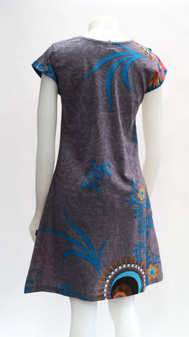 HI-D21256-GR Cotton Sinker / Cambric Floral C/S Dress