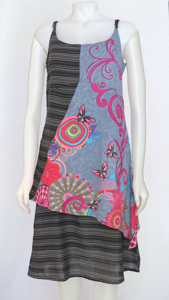 Flower Print/ Striped Cotton  Dress