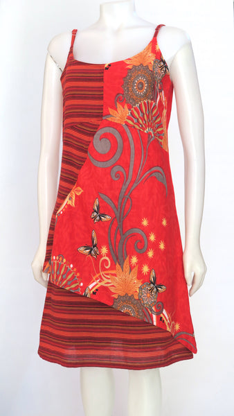 Flower Print/ Striped Cotton  Dress