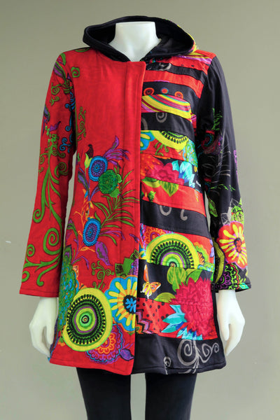 Printed Patch Long Hoody Jacket