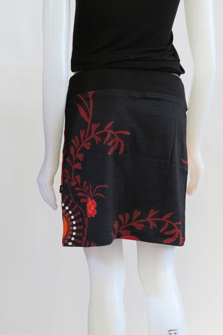 HI-SK20201-OR Cotton Big Flower Print Skirt