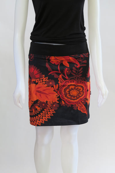 Cotton Big Flower Print Skirt