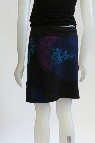 HI-SK20230-BK Tone on Tone Printed Skirt