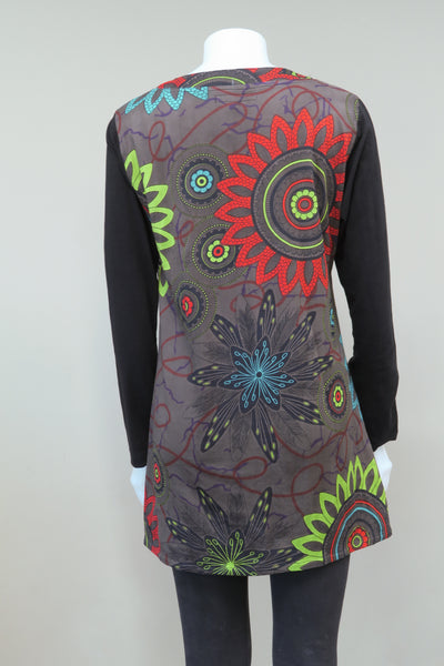 HI-T1851-WH - V-Neck Mandala Tunic