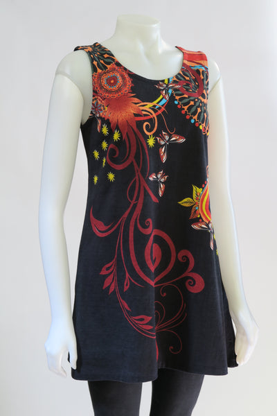 Cotton Butterfly Print S/L Tunic