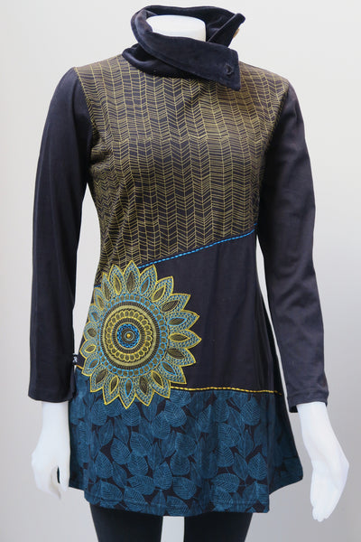 Velvet Neck  Mandala Tunic