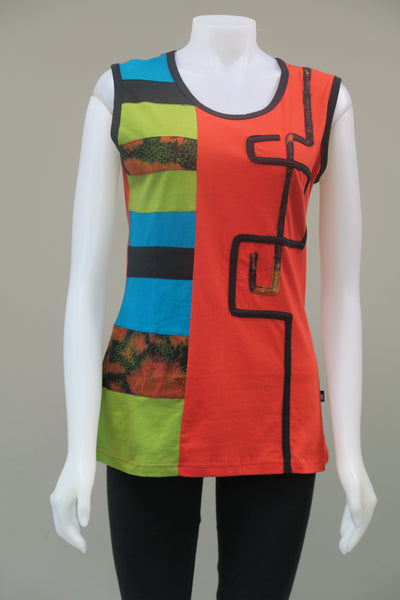 Panelled T/D Sleeveless Top