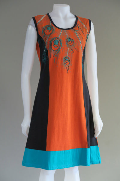 Peacock Feather Sleeveless Dress