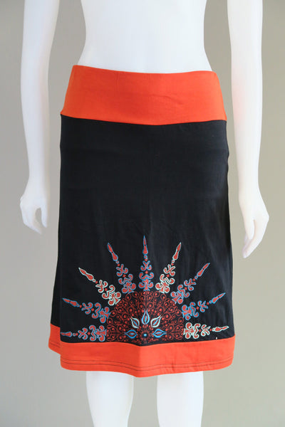 Embroidered Print Skirt