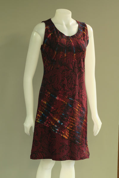 Tie Dye Panel Lace S/Less Dress