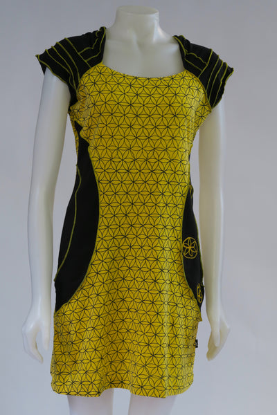 RJ-D20107-YW Flower of Life Print C/S Hoodie Dress