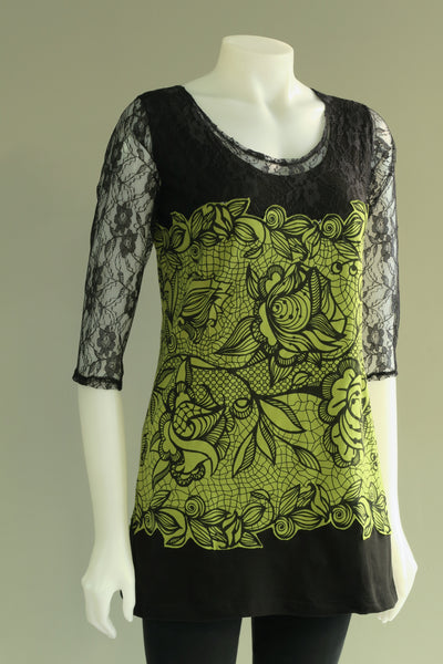 Lace Print 3/4 Sleeve Tunic
