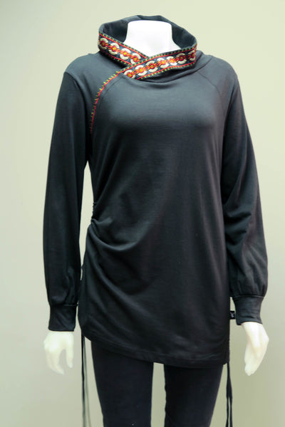 Emb Neck Drawstring Tunic