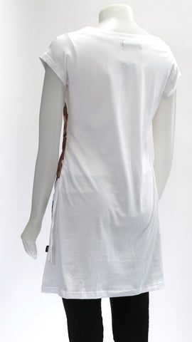 RJ-T21201-WH Flower Print Drawstring Tunic