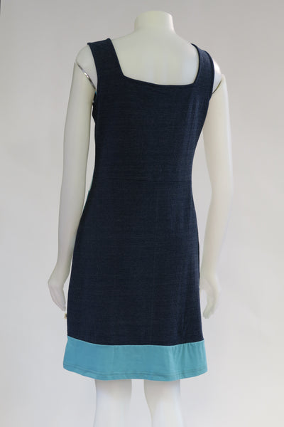 TT-D20345-NV Org Cotton/Jaquard Patch S/L Dress