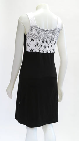 TT-D21314-BK Organic Printed Patch Sleeveless Dress Dress