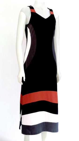 TT-D22301-BK Organic Cotton Long Panelled Dress