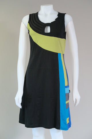 Multi Col. Panel Sinker Sleeveless Dress 