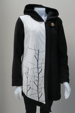 Tree Print Fleece Assymetrical Jacket
