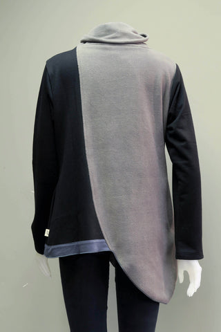 TT-J9947-BK - Fleece Half Circle Button Jacket
