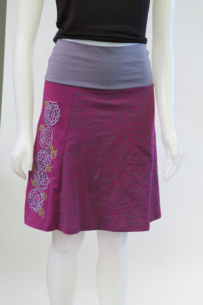 Org Cotton Emb Rose Skirt