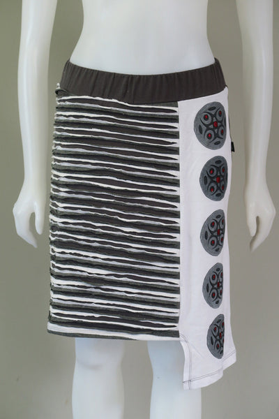 Stripe A line skirt Emb. Patches