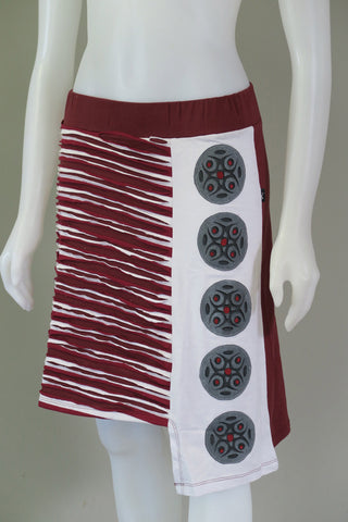 Stripe A line skirt Emb. Patches