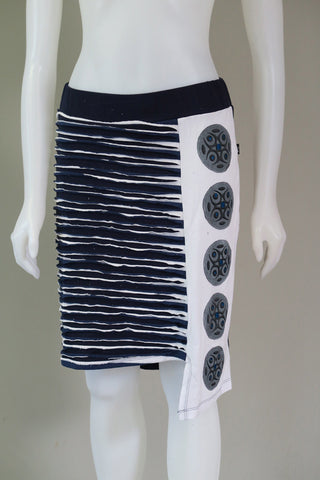 Stripe A line skirt Emb. Patches