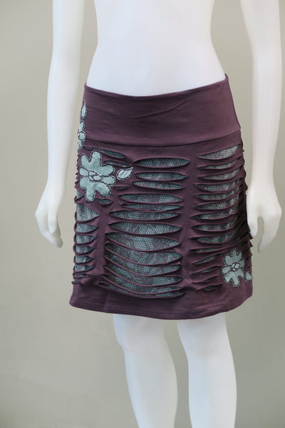 Organic Lycra Lace Print  Cut Skirt
