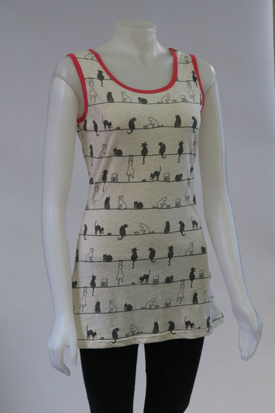 Org Cotton Heather S/L Cat Top