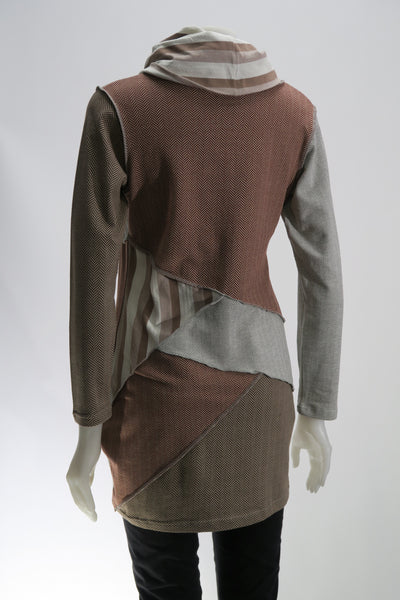 TT-T20363-BR - Jacquard Patch Overlock Tunic