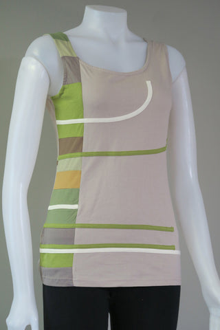 Panel Patch Piped Sleeveless Tank Top