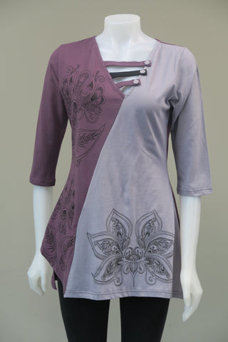 Organic Cotton 2 Tone 3/4 sleeve Top