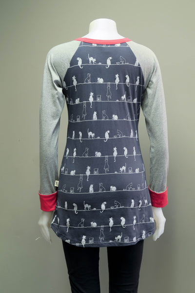 TT-T9905-DGRR - Org. Cotton Funky Cat Top