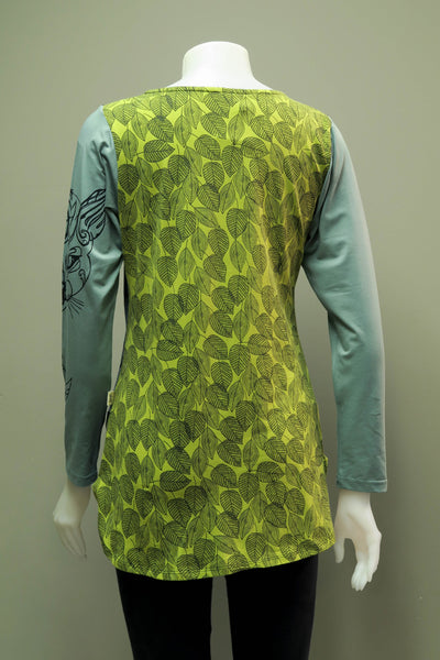 TT-T9915-RV - Org. Lycra Leaf Print Top