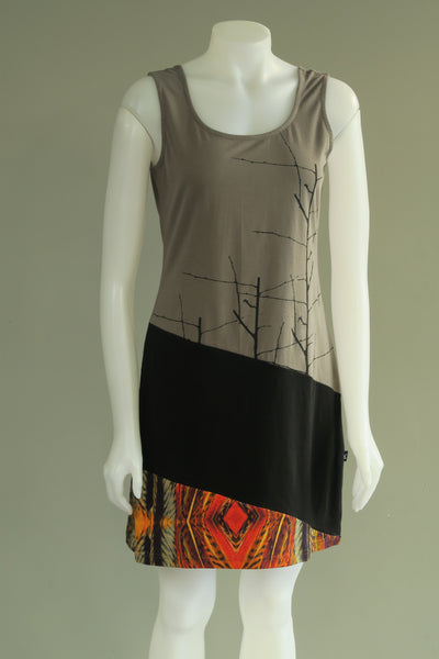 Tree Feather Panelled S/Less Tunic